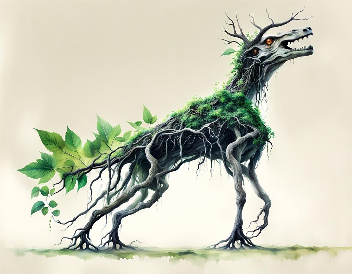 Surreal Creature in Dystopian Cityscape: Double Exposure