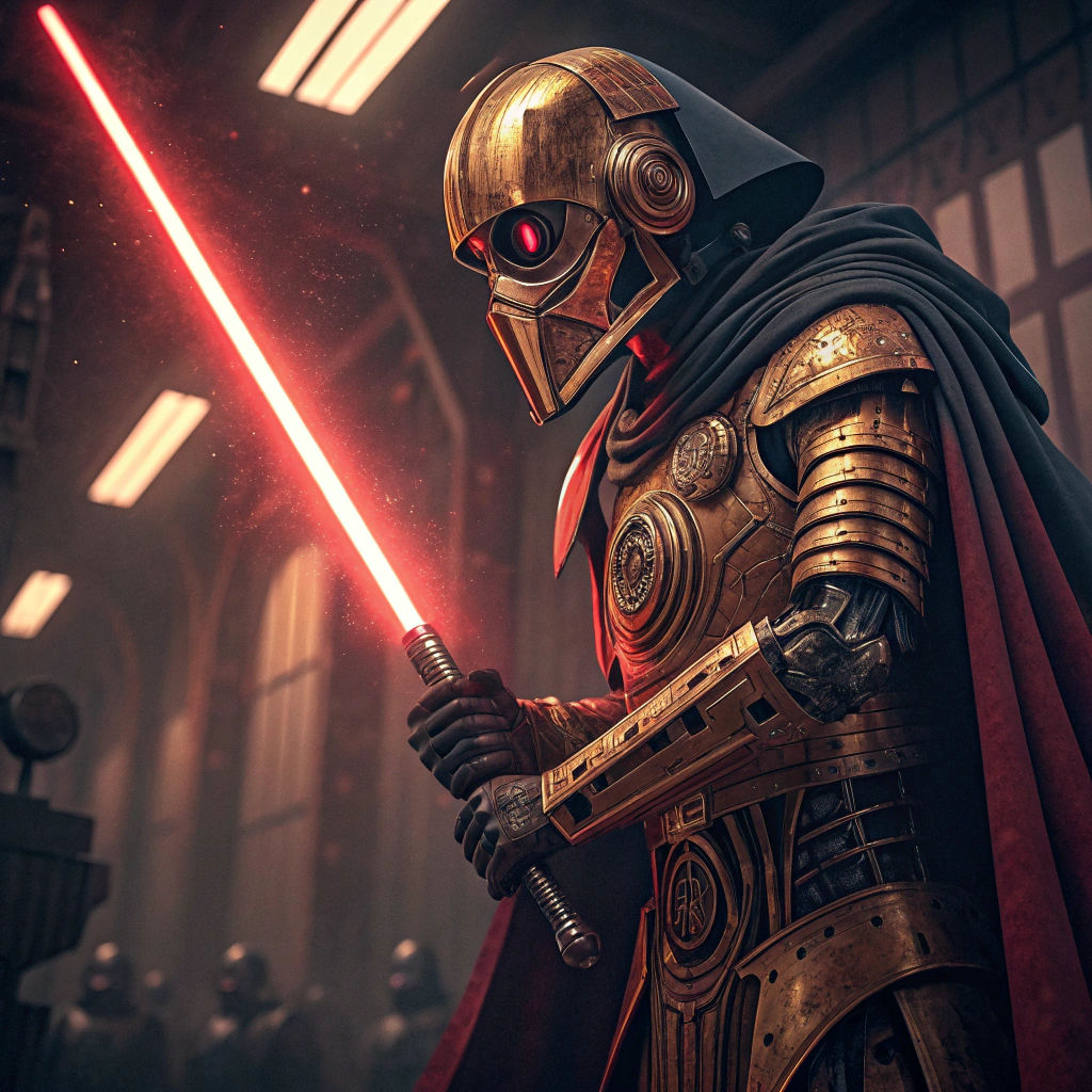 C-3PO as Sith Lord with Lightsaber