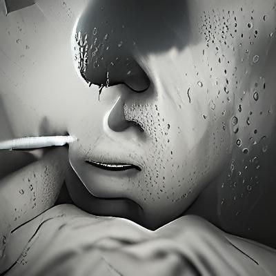 Depression in Film Noir Charcoal Drawing Style