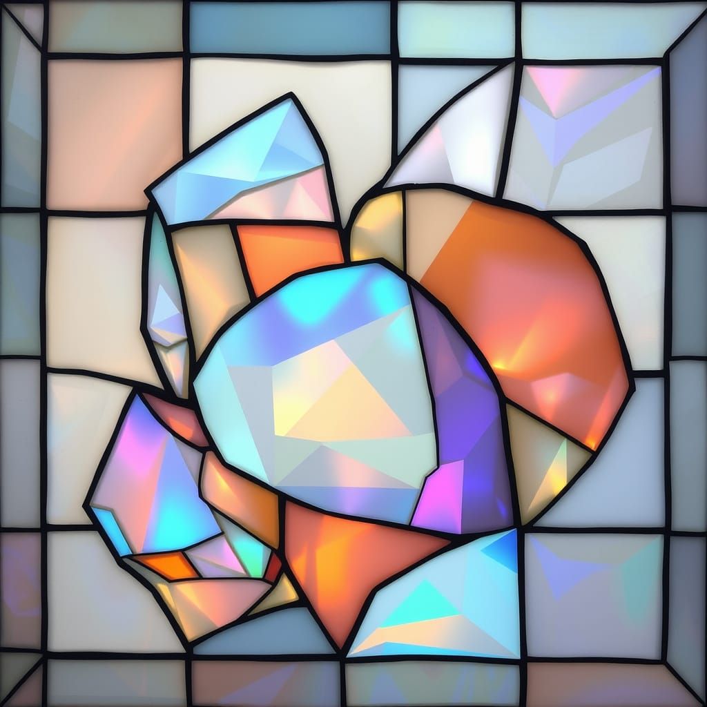 Cubist Masterpiece with Opalescent Hues