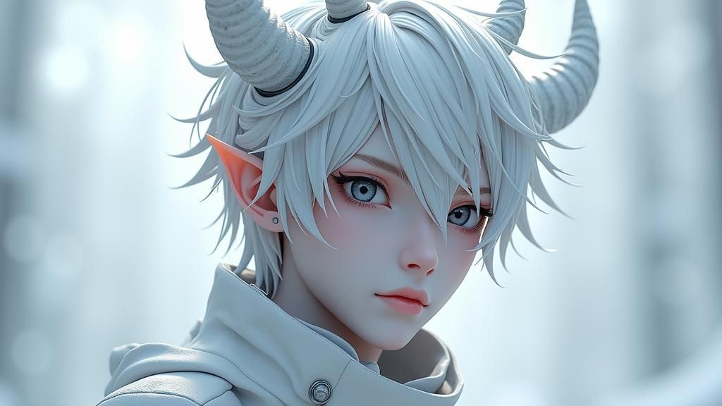 Icy Demon Portrait in Anime Style