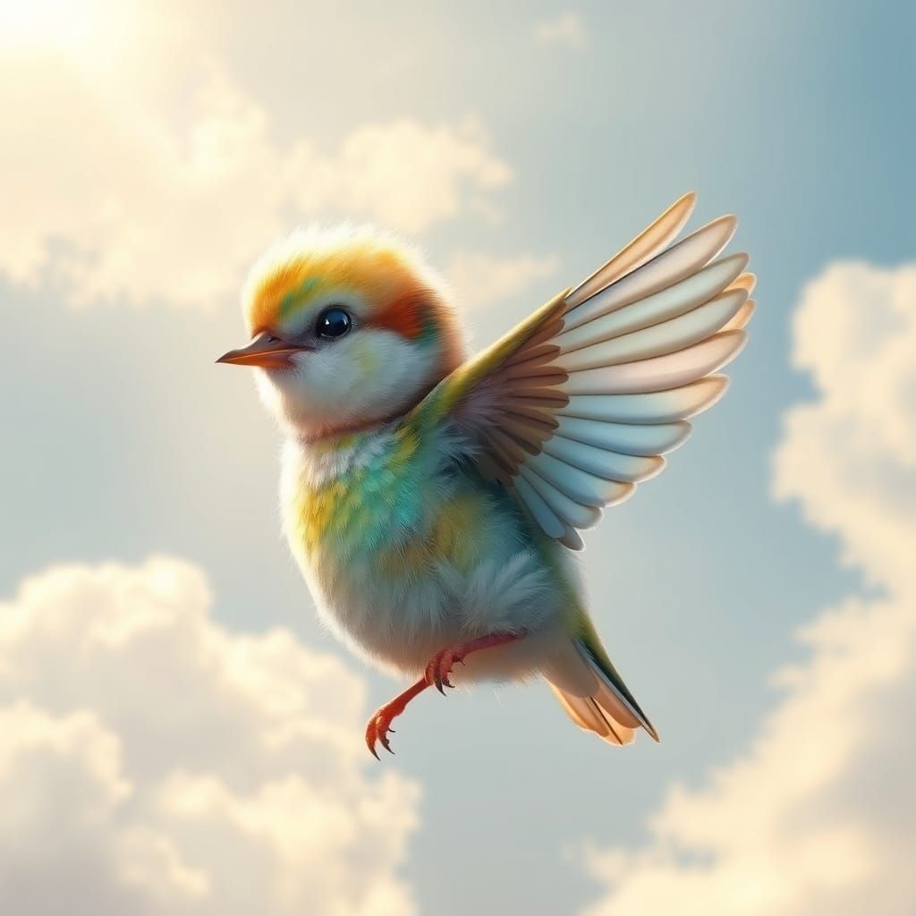 Delicate Bird Takes Flight in Whimsical Wonderland