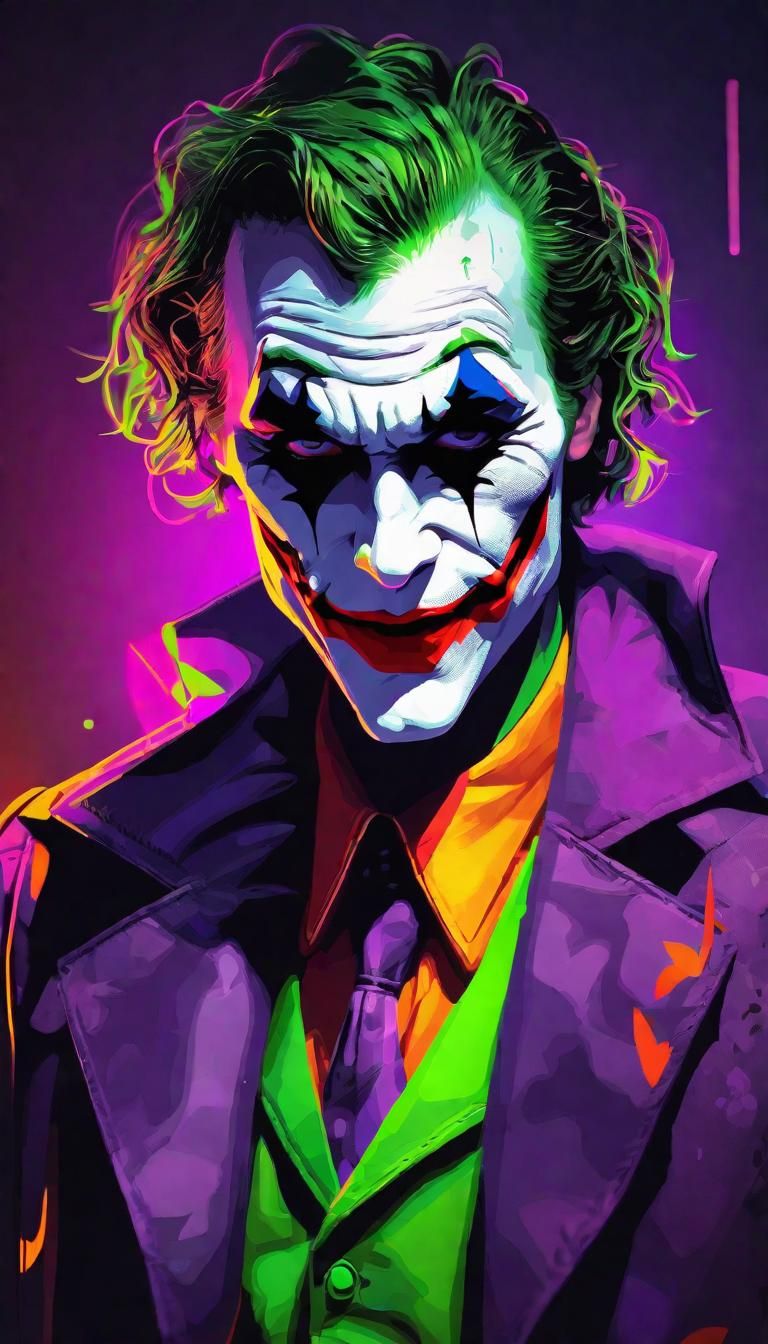 Joker in Batman Outfit with Neon Highlights