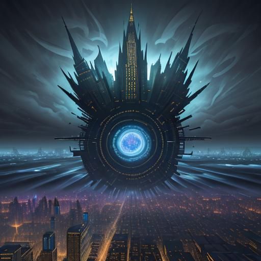 Surreal Cityscape with Reality-Bending Skyscrapers