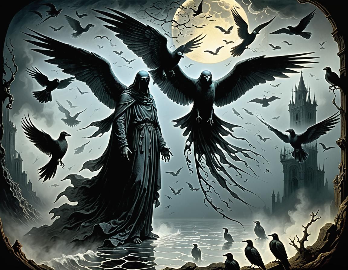 Nightmarish Dream with Phantoms and Giant Birds