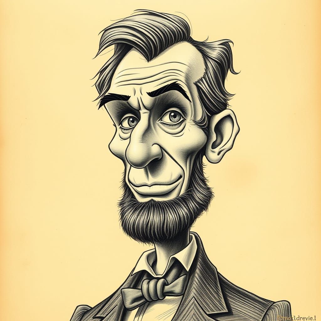 Retro Caricature of Abe Lincoln as Pencil Drawing