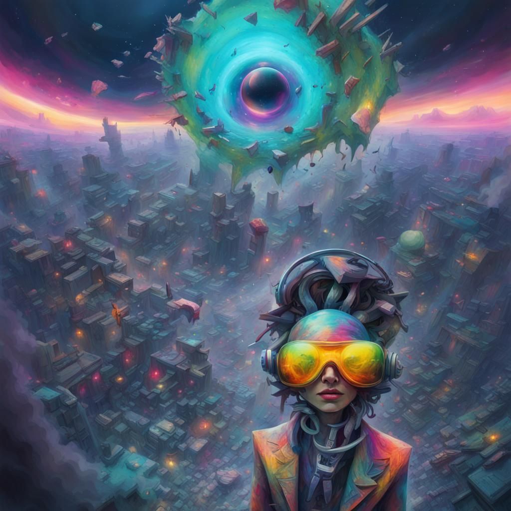 Acid Trip Grin in a Shattered Future