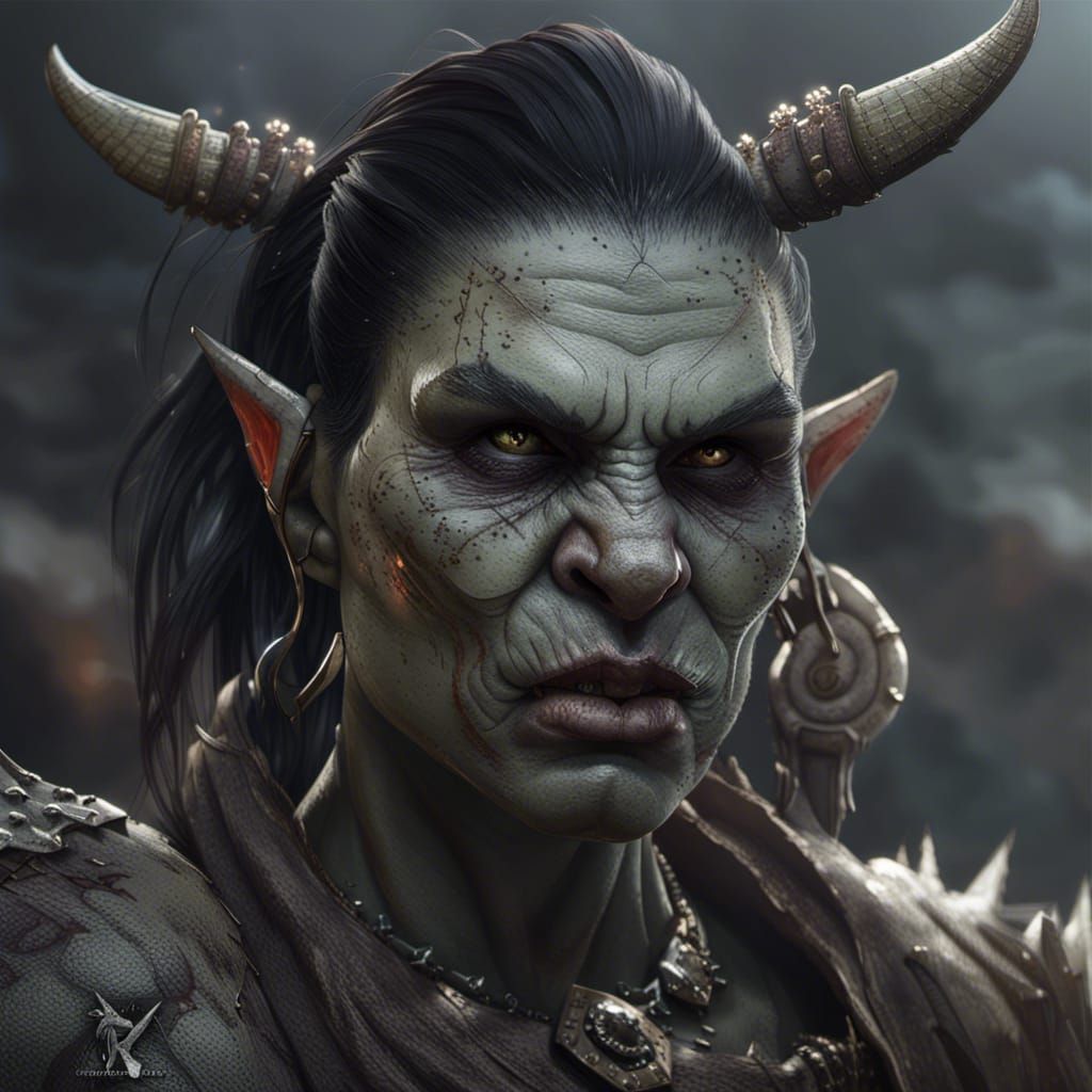 Detailed Orc Woman Dark Fantasy Concept Art