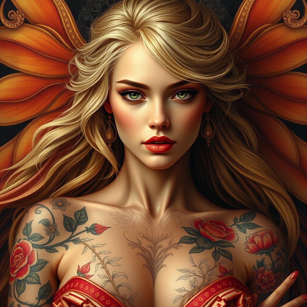 Goddess with Forest Fairy Details as Baroque Oil Painting