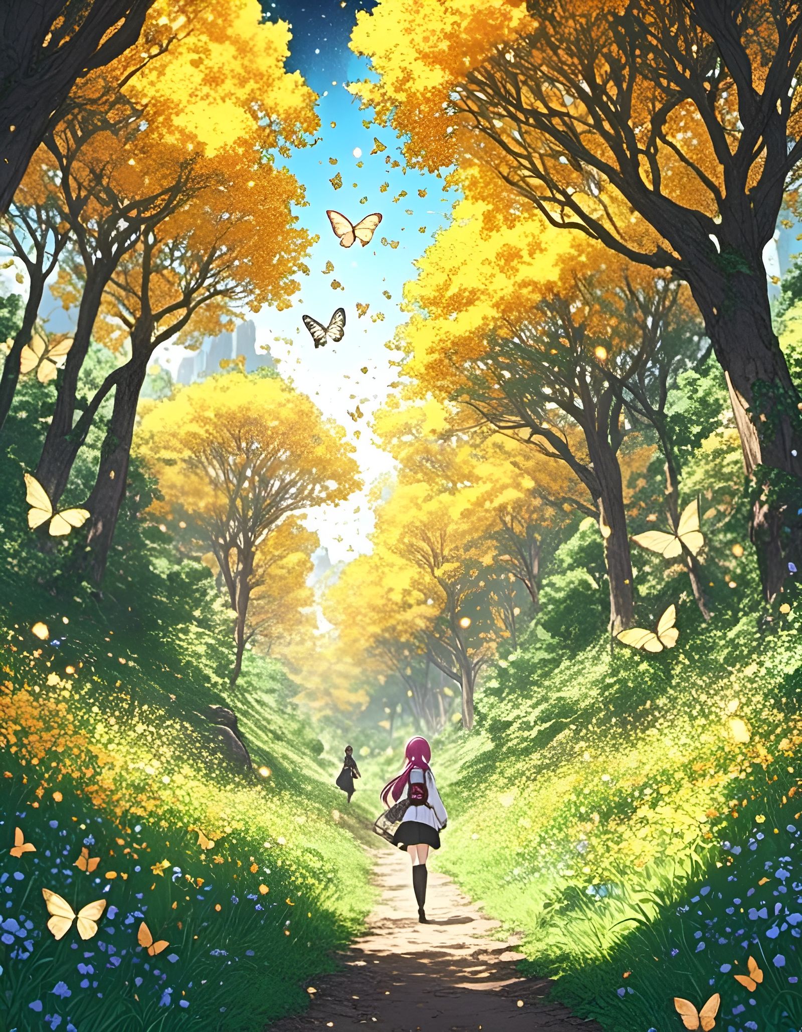 Forest Flower Explosion: Anime Realism Landscape