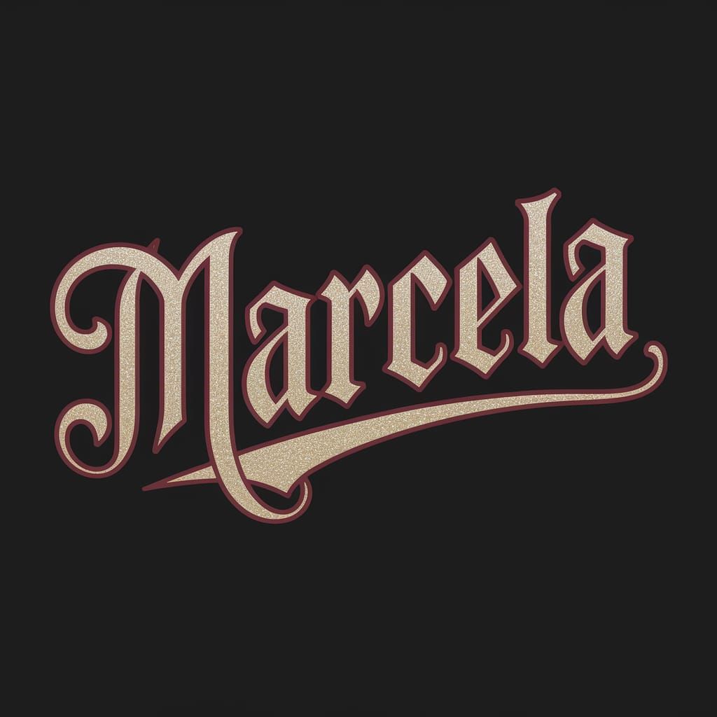 Ancient Italic Typography in Sparkly Gold and Burgundy Neotr...