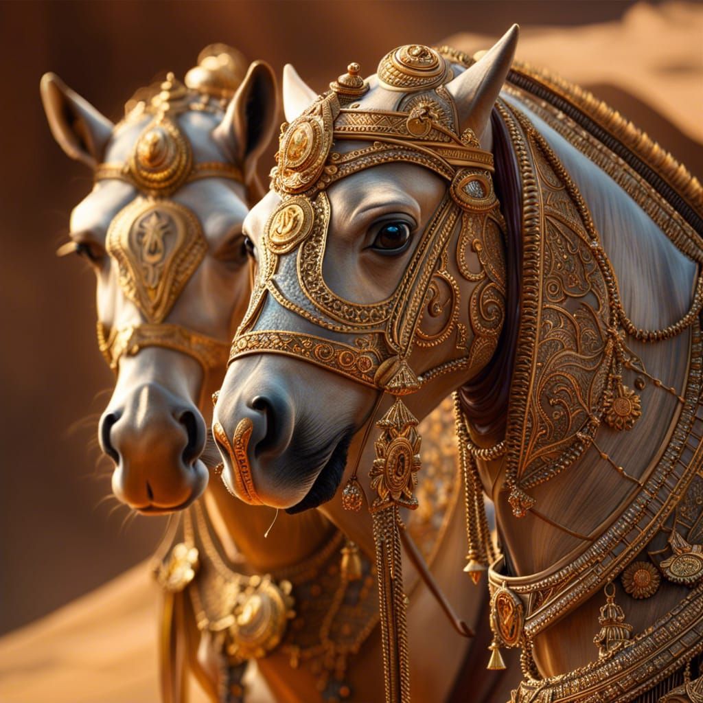 Camels in Opulent Desert: A Digital Matte Painting