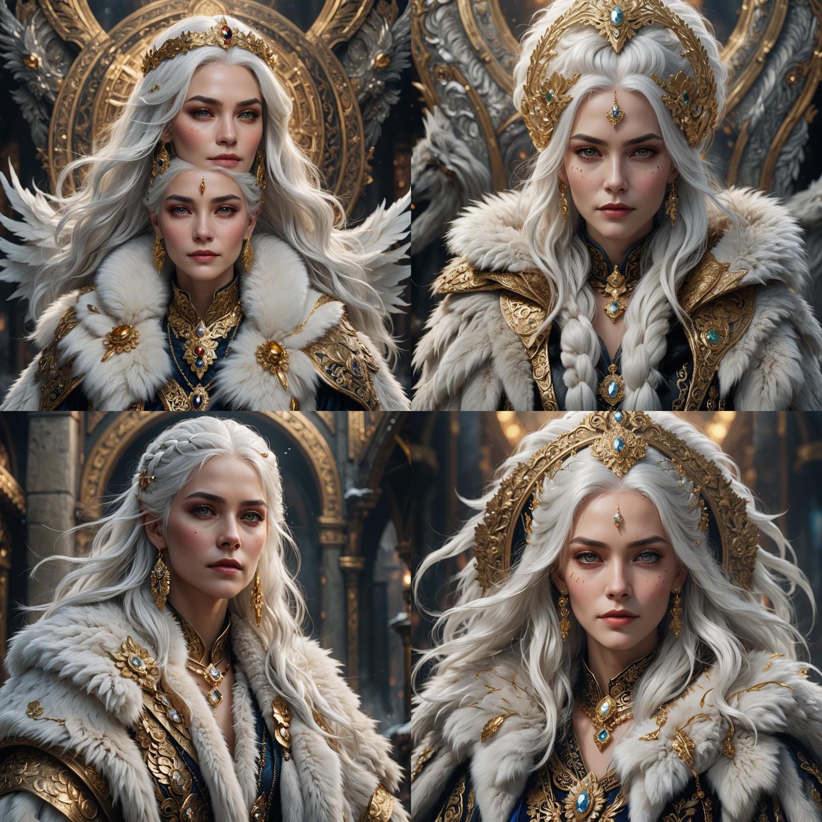 Elegant Woman with White Hair in Detailed Digital Painting