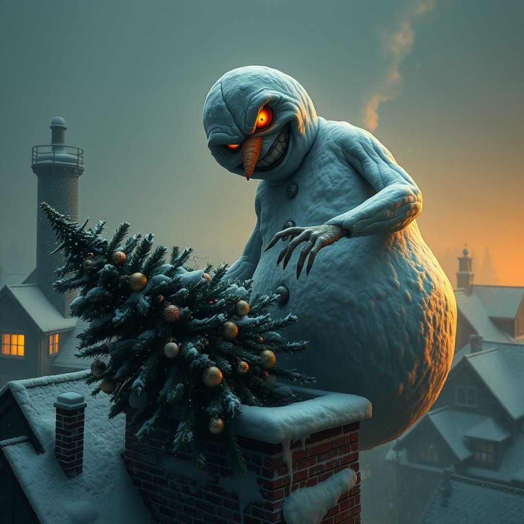 Surreal Snowman Casts Shadow Over Christmas Chaos