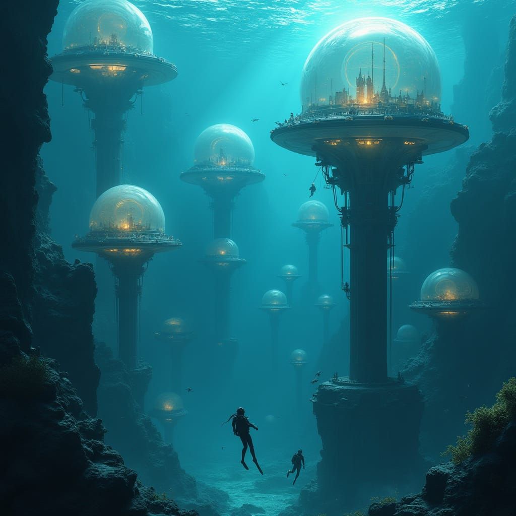 Futuristic Underwater Metropolis Illuminates Ocean Depths