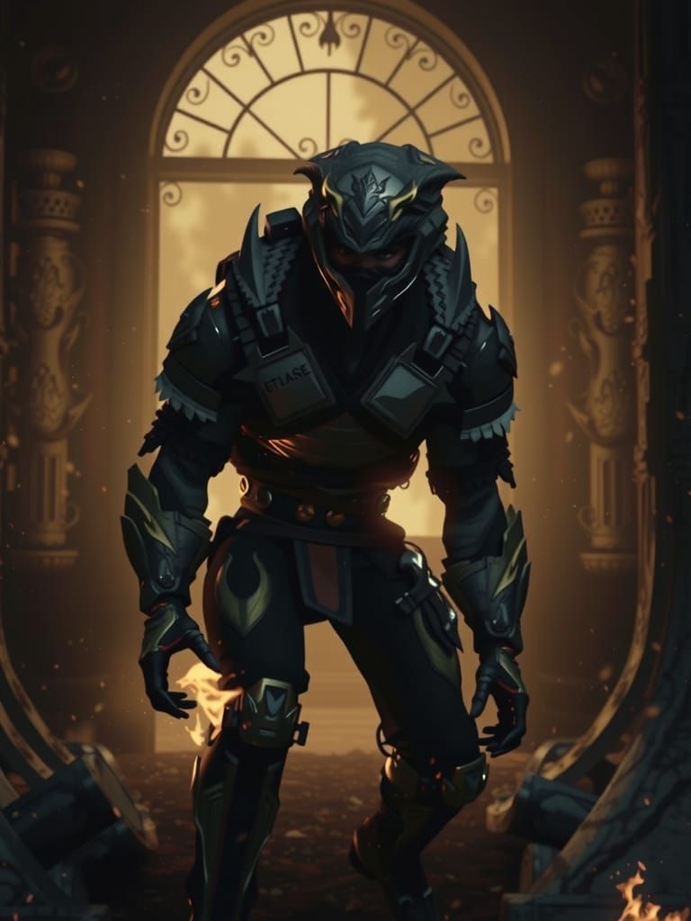 Frosty Warrior in Spiked Armor with Double Blade