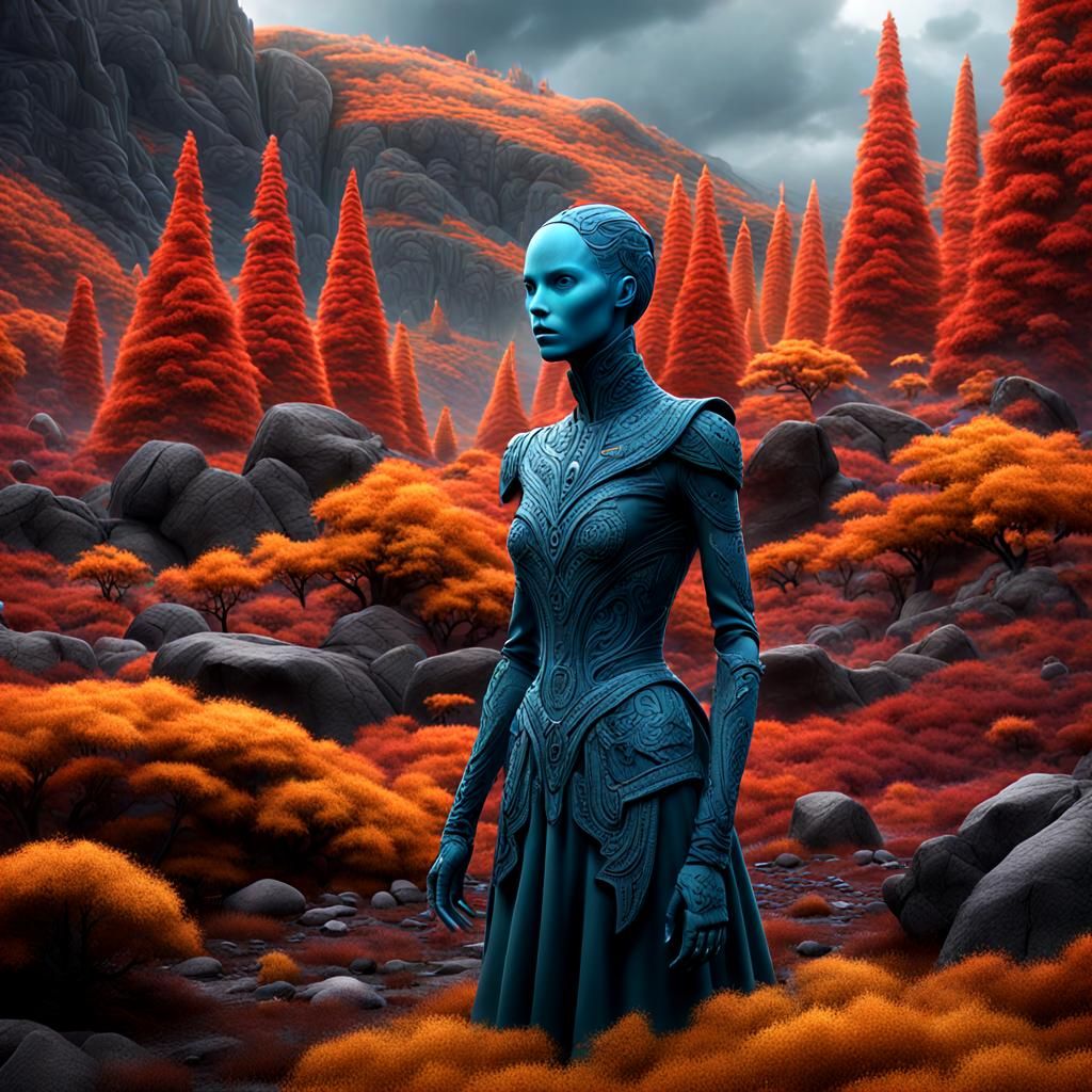 Vibrant Wilderness Scene with Day of the Dead Mannequins