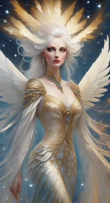 Majestic Angel Descends from Nebula in Painterly Cosmic Art ...