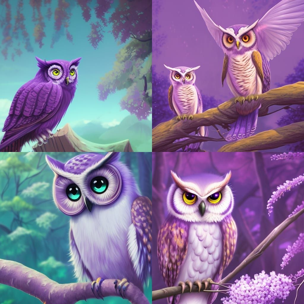 Lilac Purple Owl in Hyperrealistic Wildlife Photography