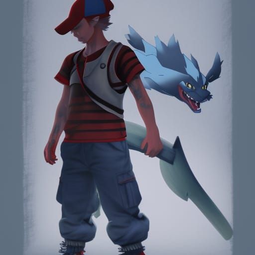 Ash Ketchum Transformed: A Fantastical Werewolf Painting