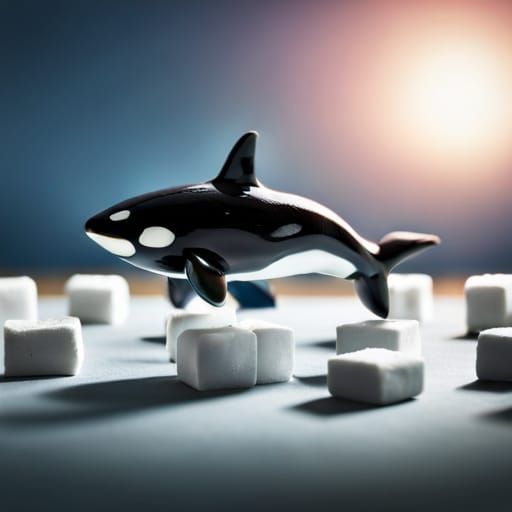 Miniature Killer Whale on Sugar Cubes