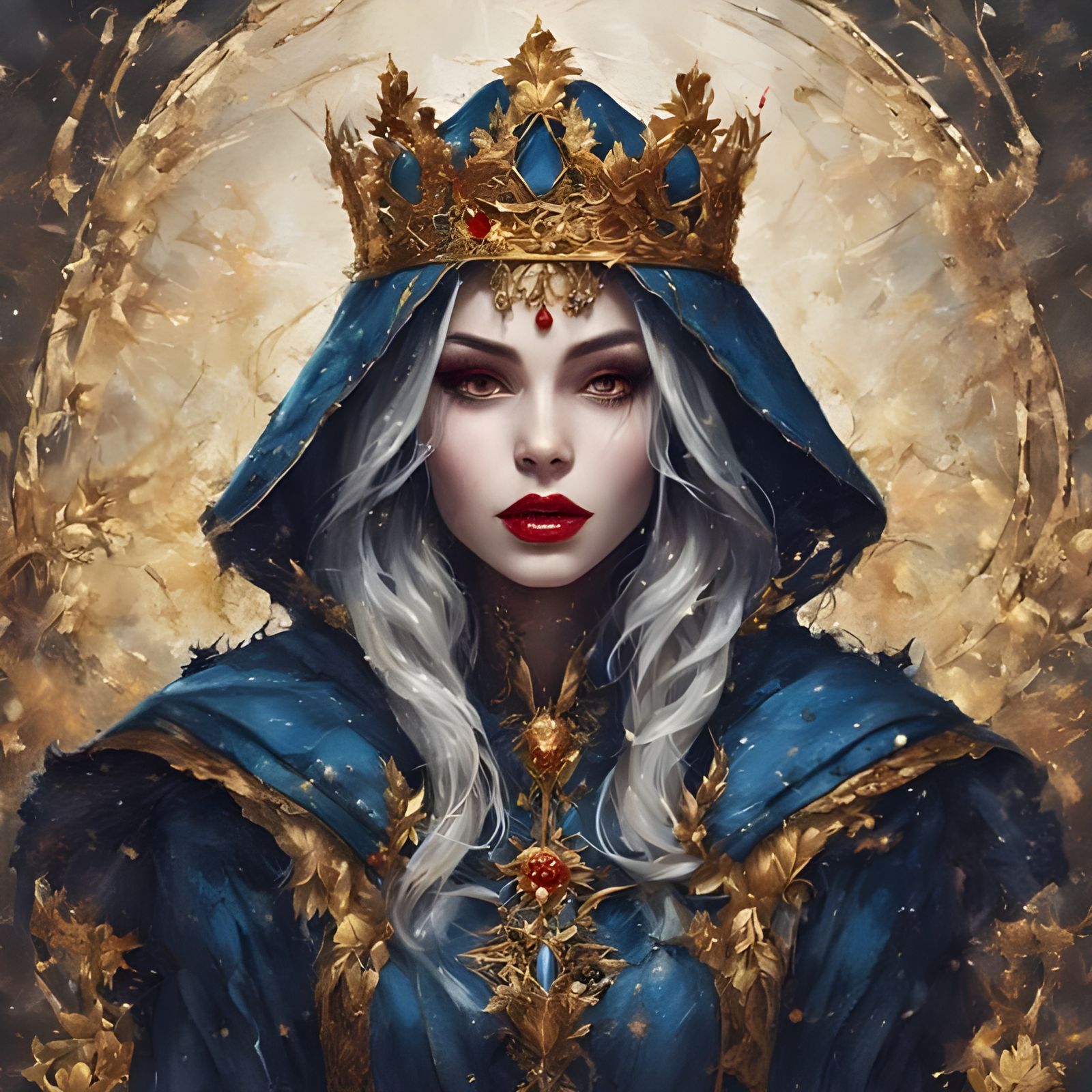 Gothic Princess Portrait with Golden Crown