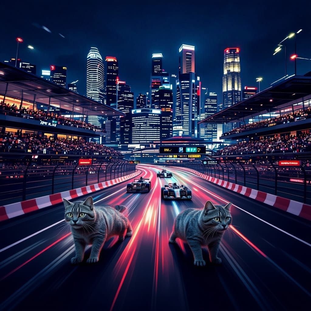 Formula 1 Race at Night on Singapore PIE Highway