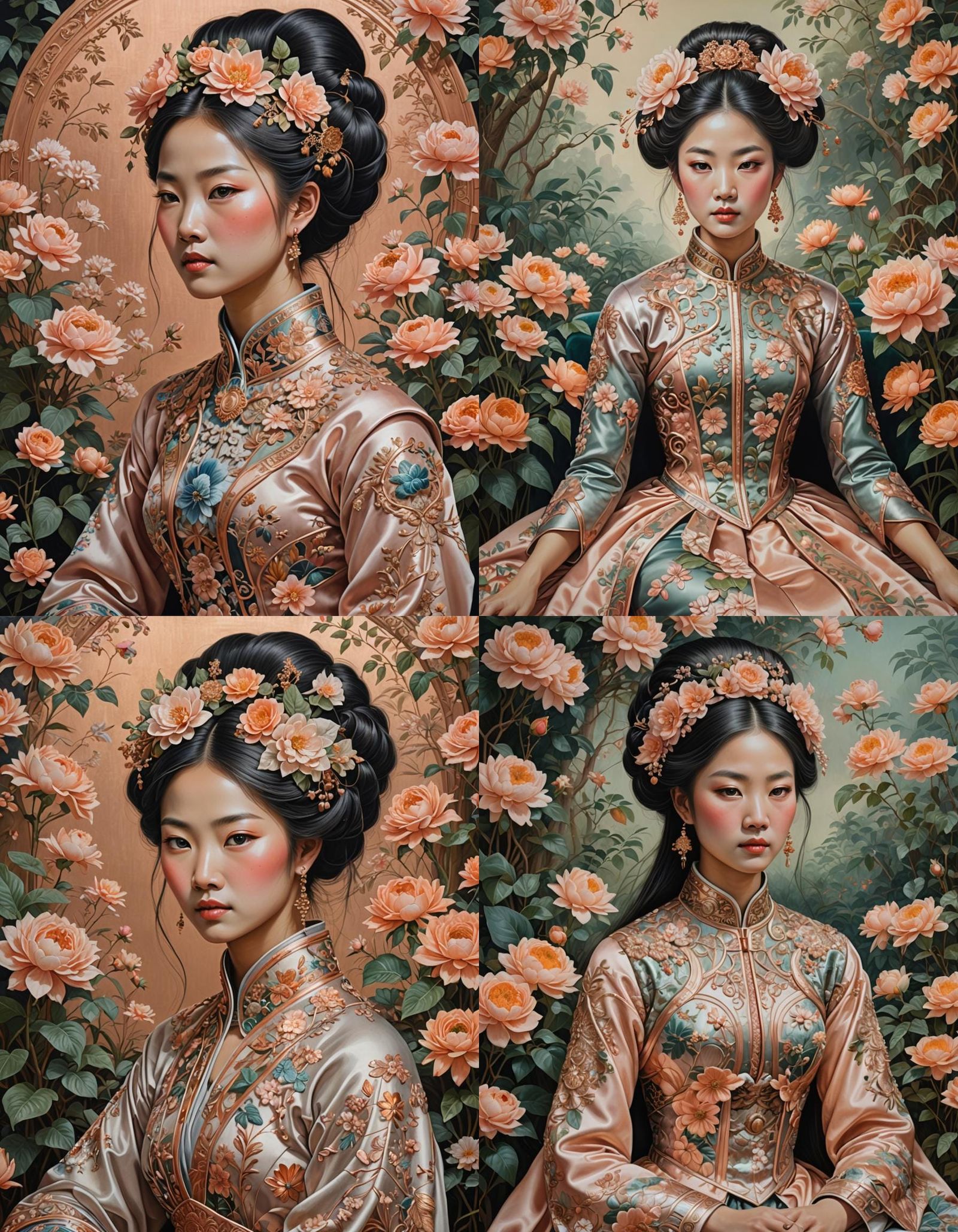 Futuristic Asian Beauty in Neoclassical Garden Art