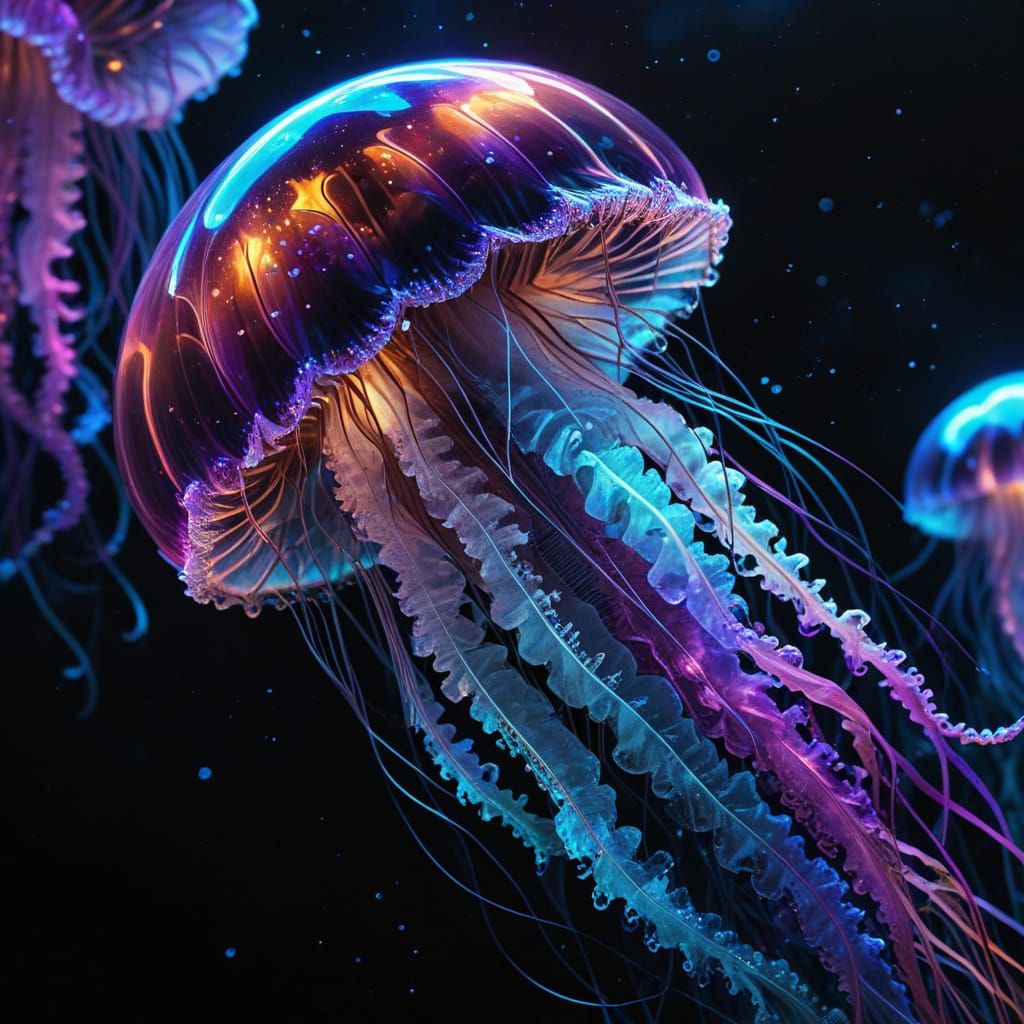 Cosmic Jellyfish in Neon Hues