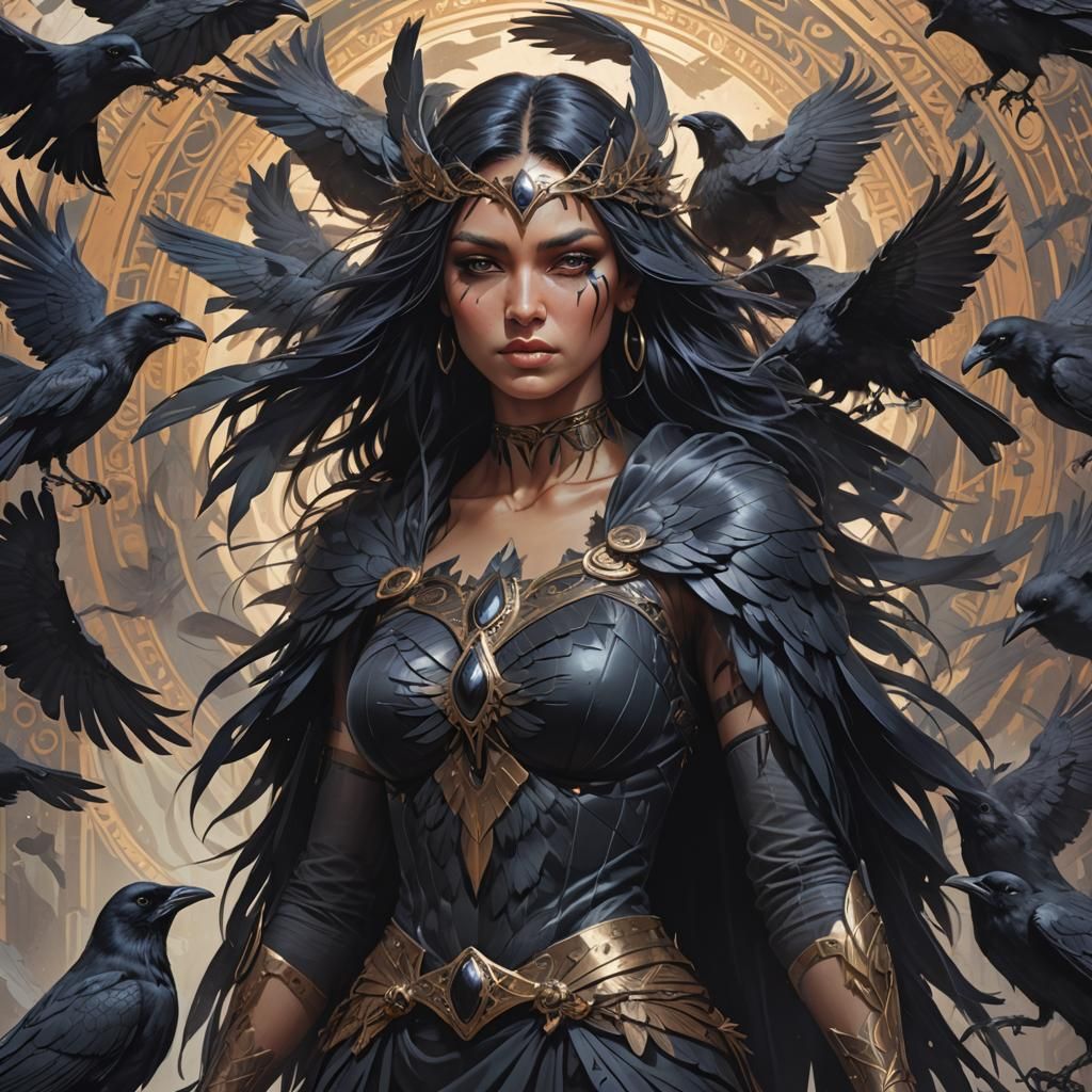 Raven Woman Hybrid in Hyperdetailed Digital Art