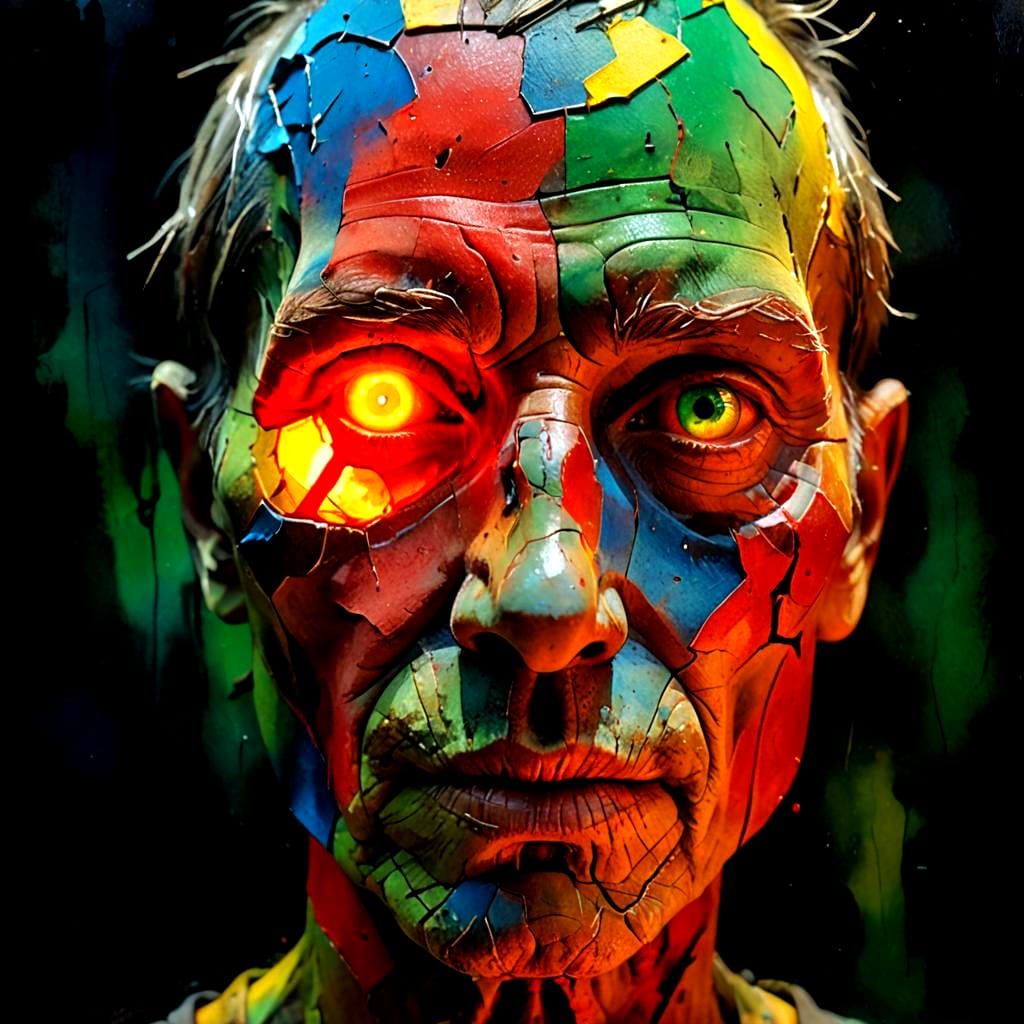 Split Face Portrait in Eerie, Ethereal Light