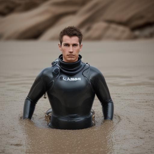 Man in Drysuit Sinking in Quicksand