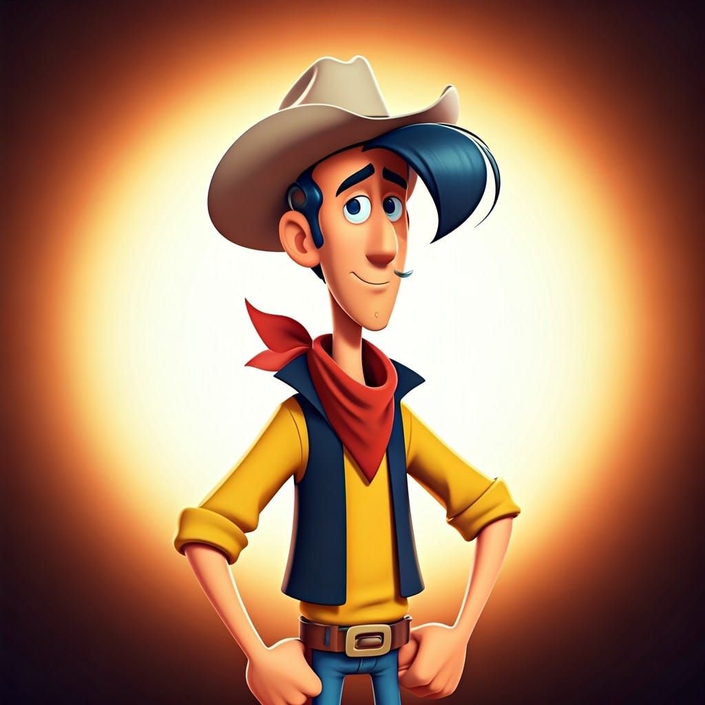 Lucky Luke CGI Animated Scene in Vibrant 3D Environment