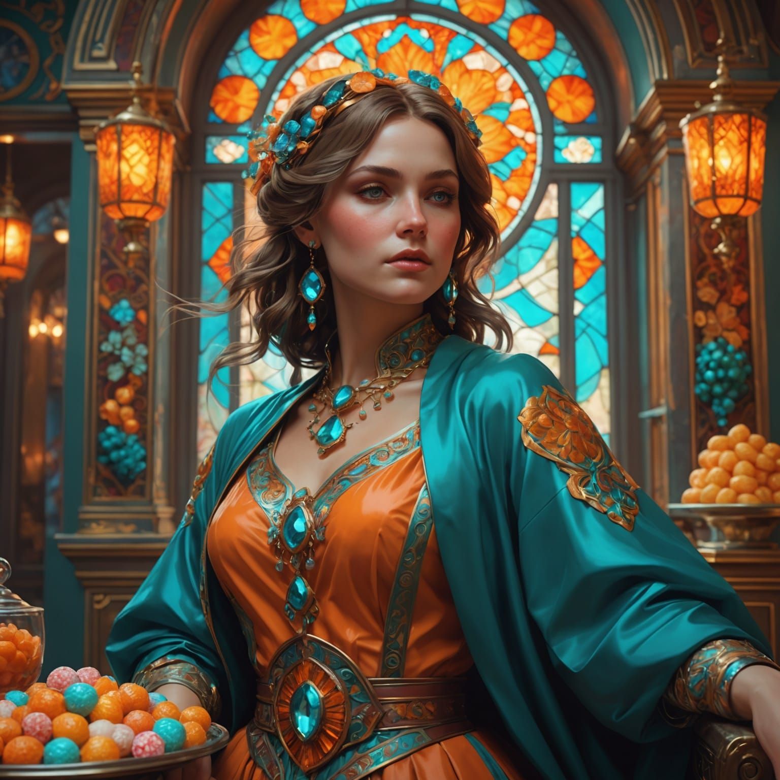 Candy Building Encounter: Hyperdetailed Art Nouveau Concept