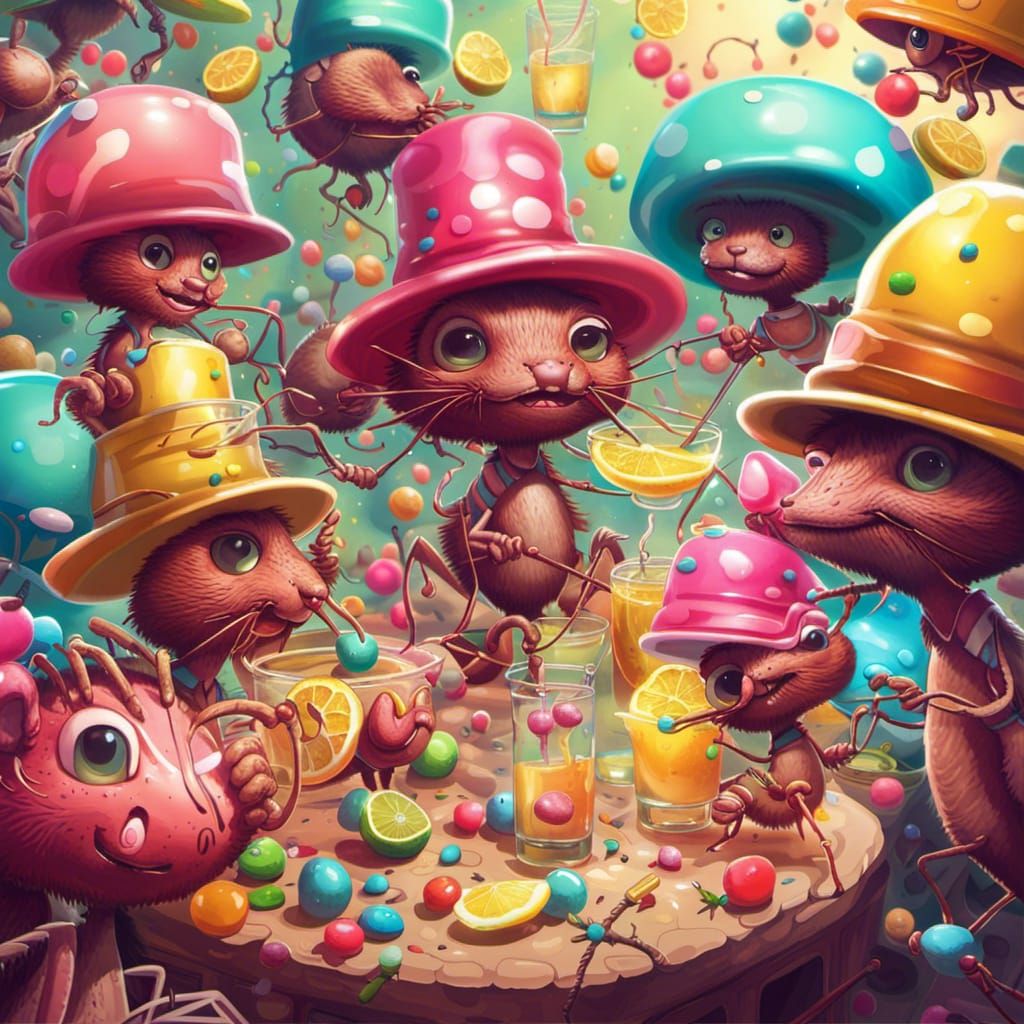 Ant Party in Candy Art Style
