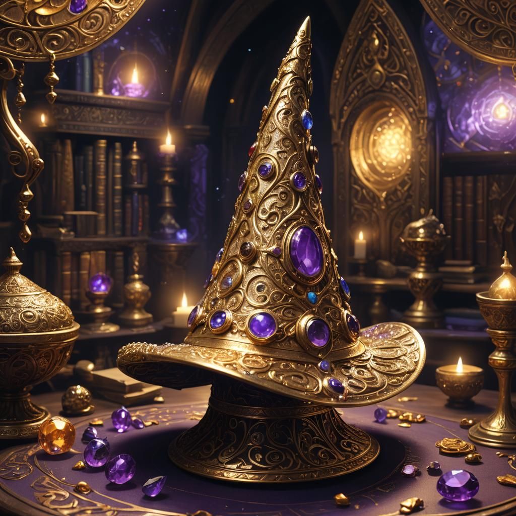 Ornate Golden Wizard Hat Concept Art