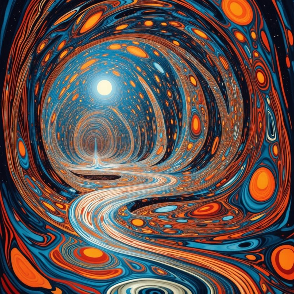 Surreal Cosmic Landscape Maze in Prismatic Reflections