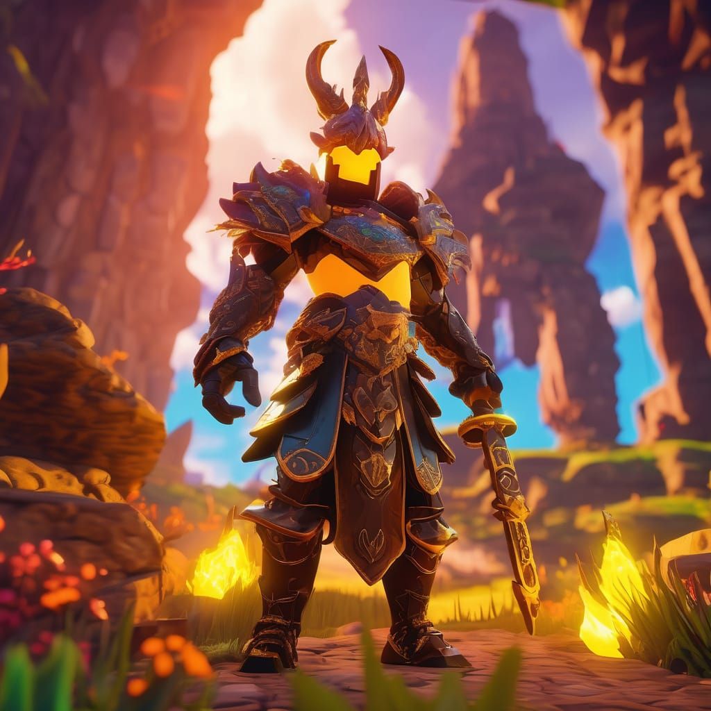 Roblox Character in Fantasy World Oil Painting