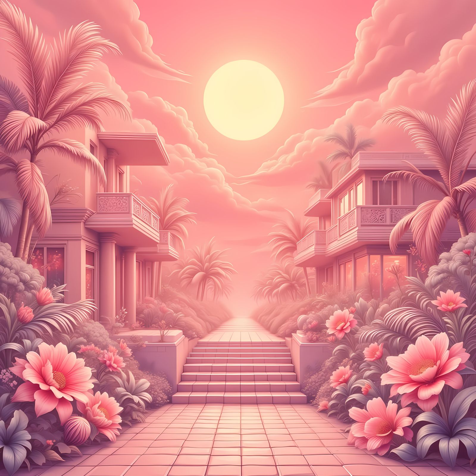 Vaporwave Peach Dreamscape