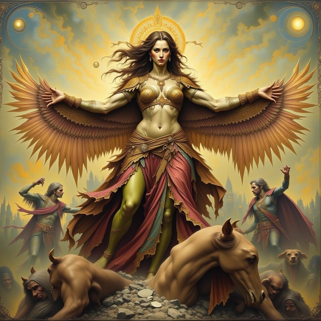 Latina Warrior with Angelic and Demonic Influences