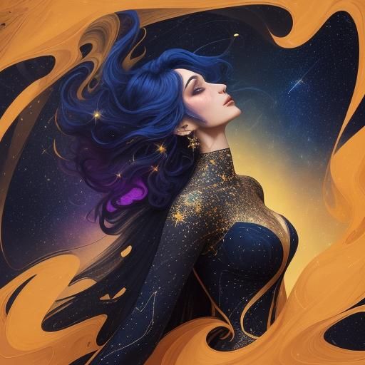 Nebula Gown in Abstract Cubism Style