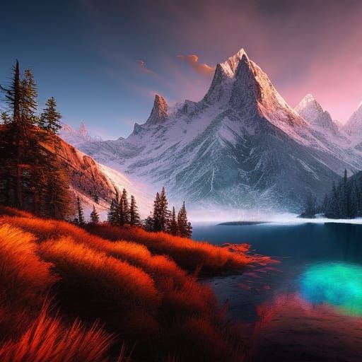 Ominous Mountains with Paint Burst Effect