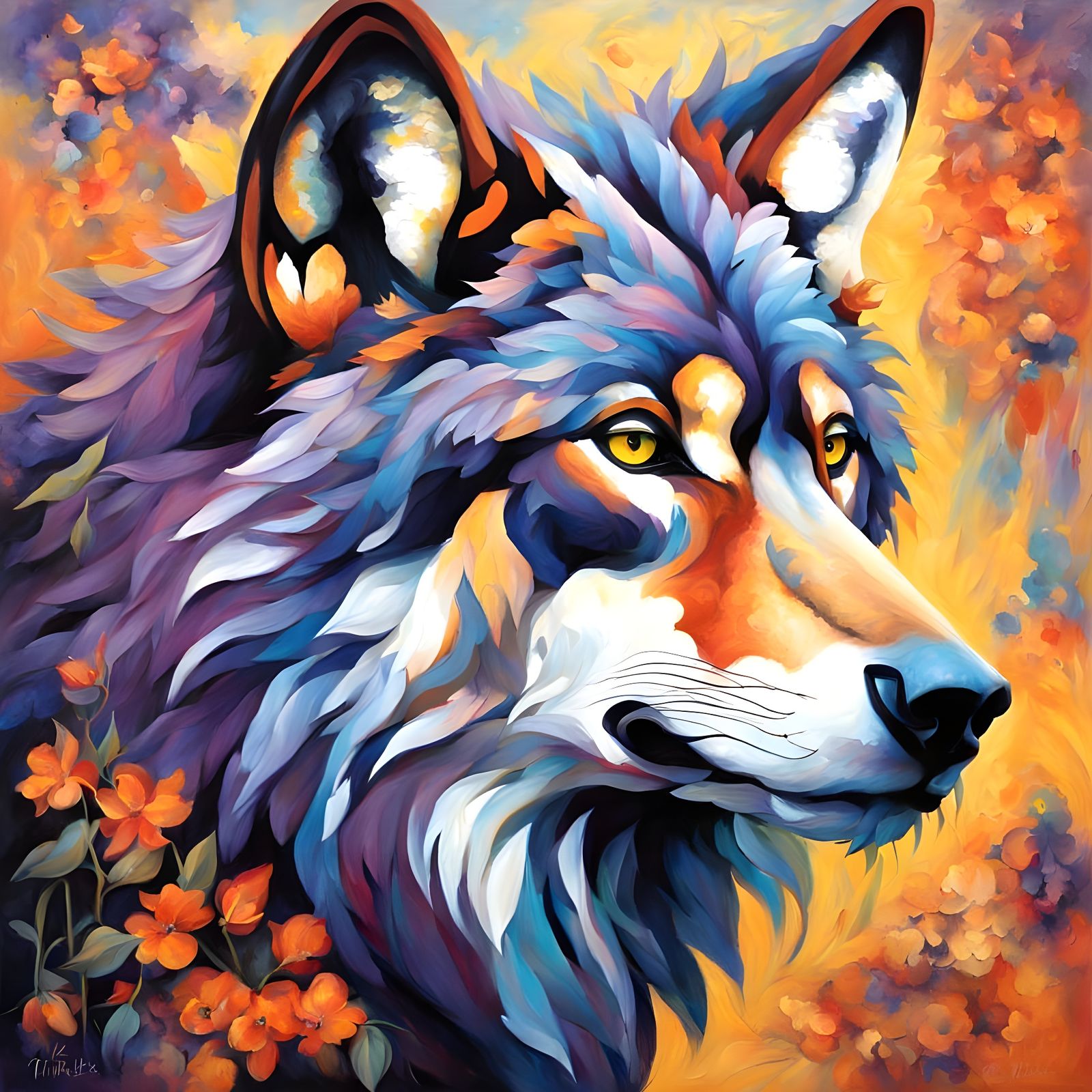 Wolf of Brazil in Vibrant Neo-Impressionist Style