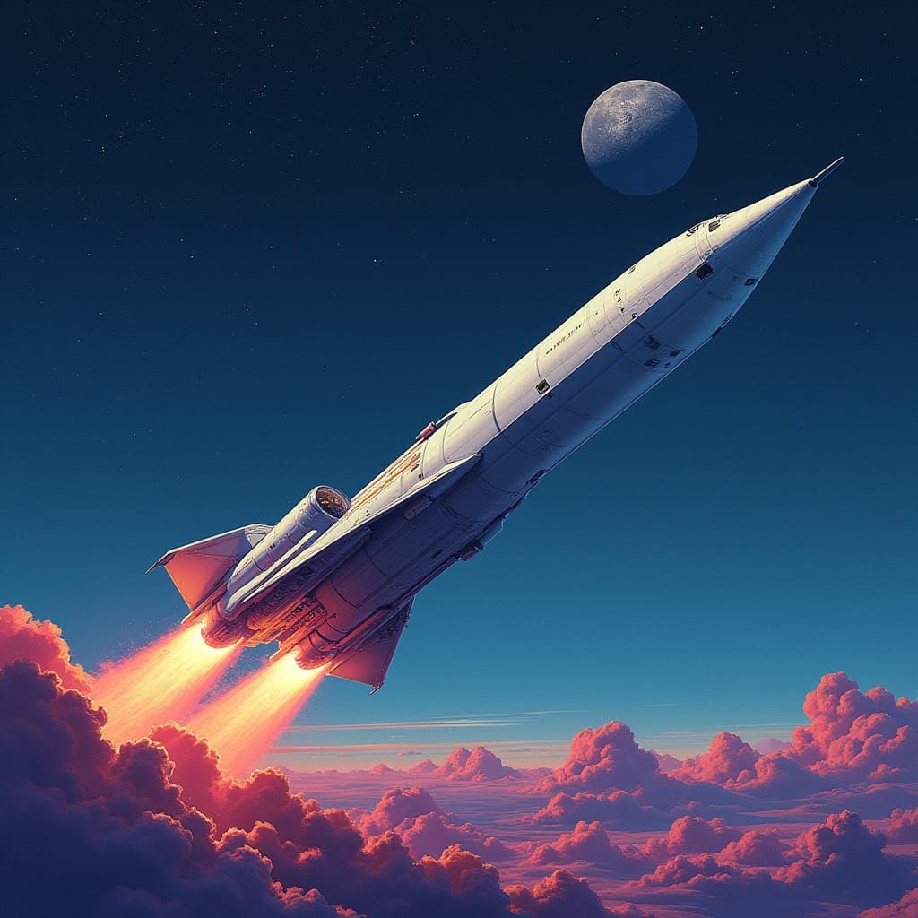 Galactic Odyssey: Futuristic Spaceship Launches Missile to t...