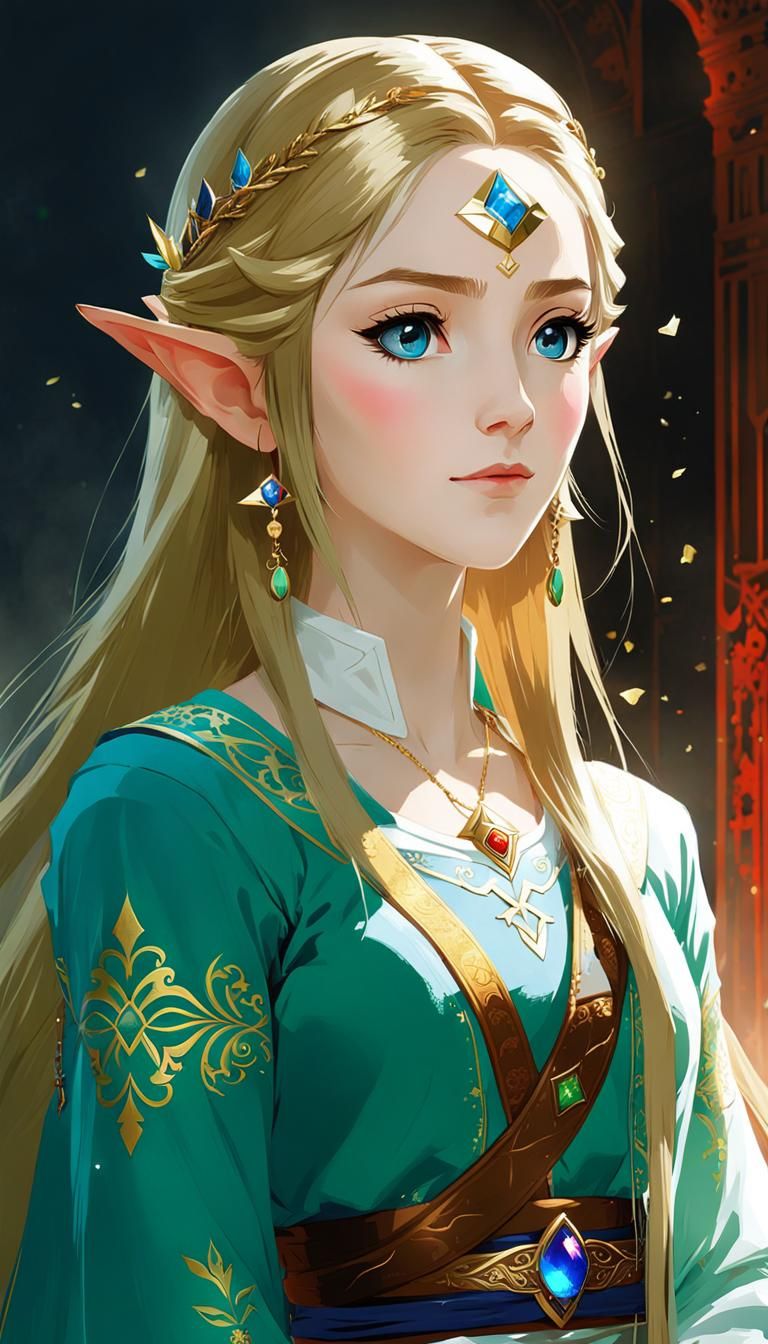 Elven Princess Portrait in Anime Realism Style