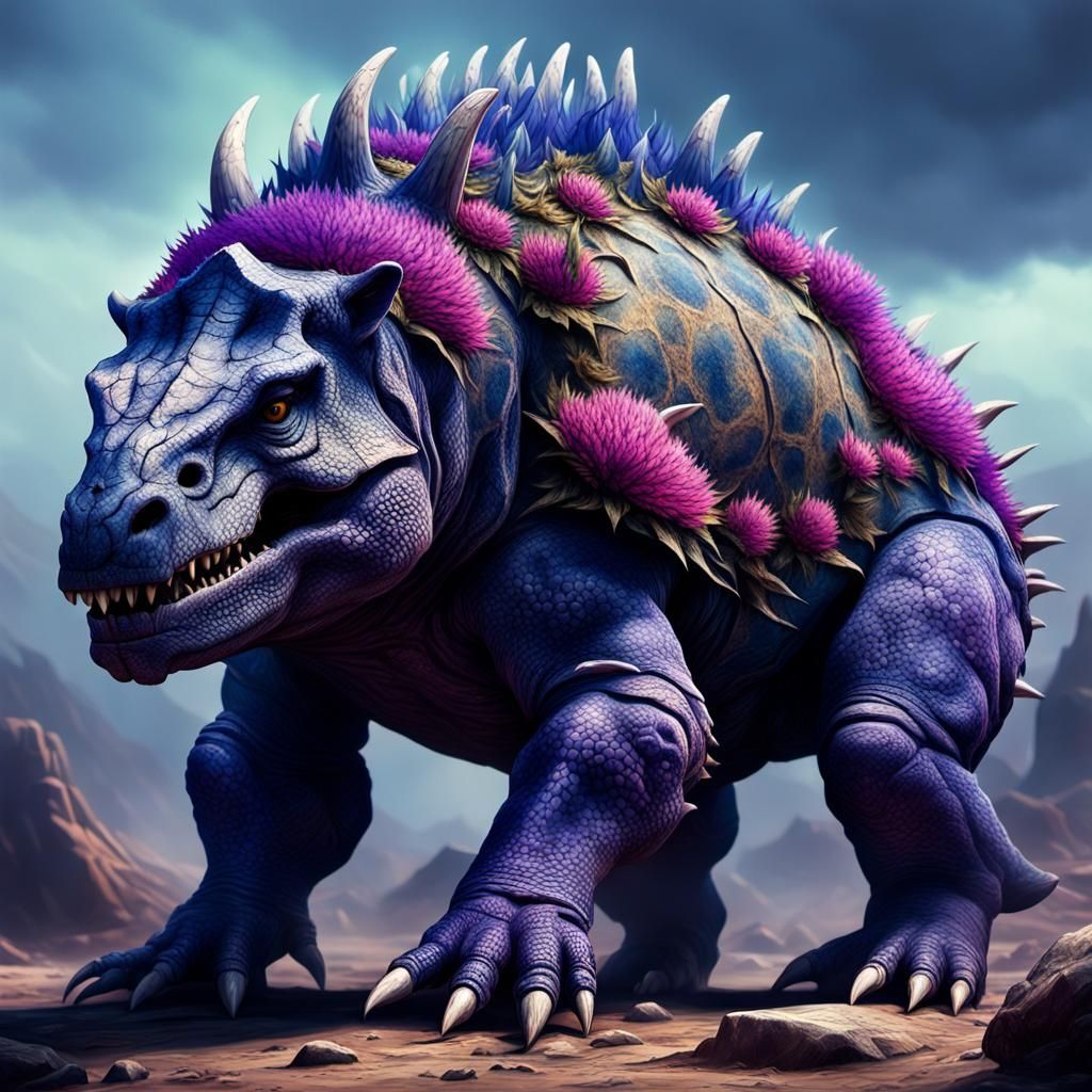 Armored Reptilian Apex Predator in Prehistoric Landscape