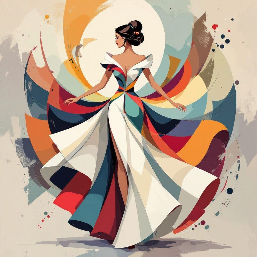 Young Woman Dancing in Flowing White Dress