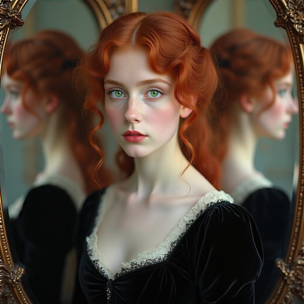 Victorian Woman with Multiple Reflections
