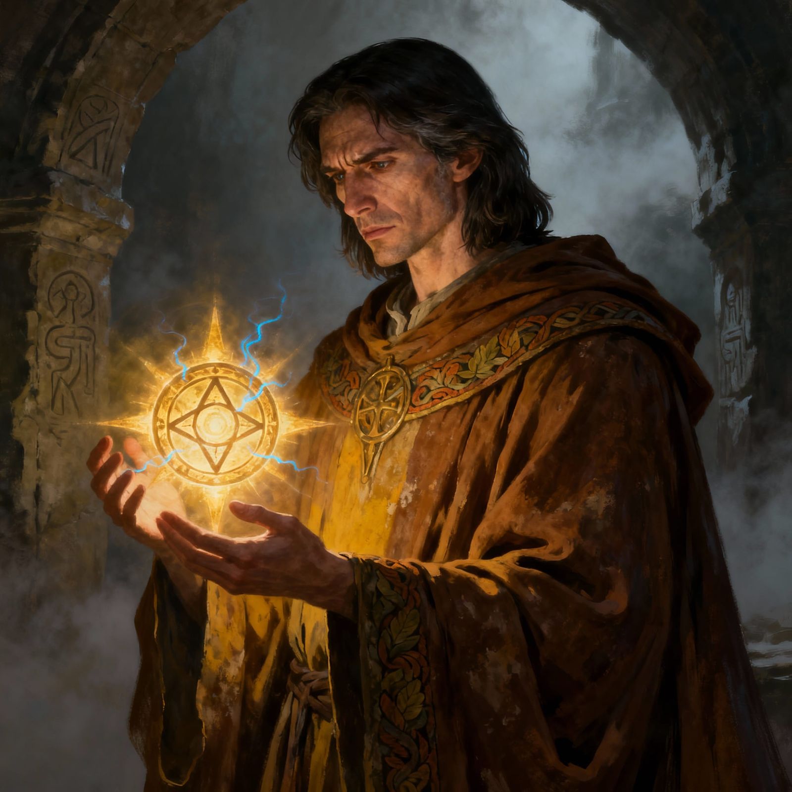 D&D Cleric Portrait with Holy Magic