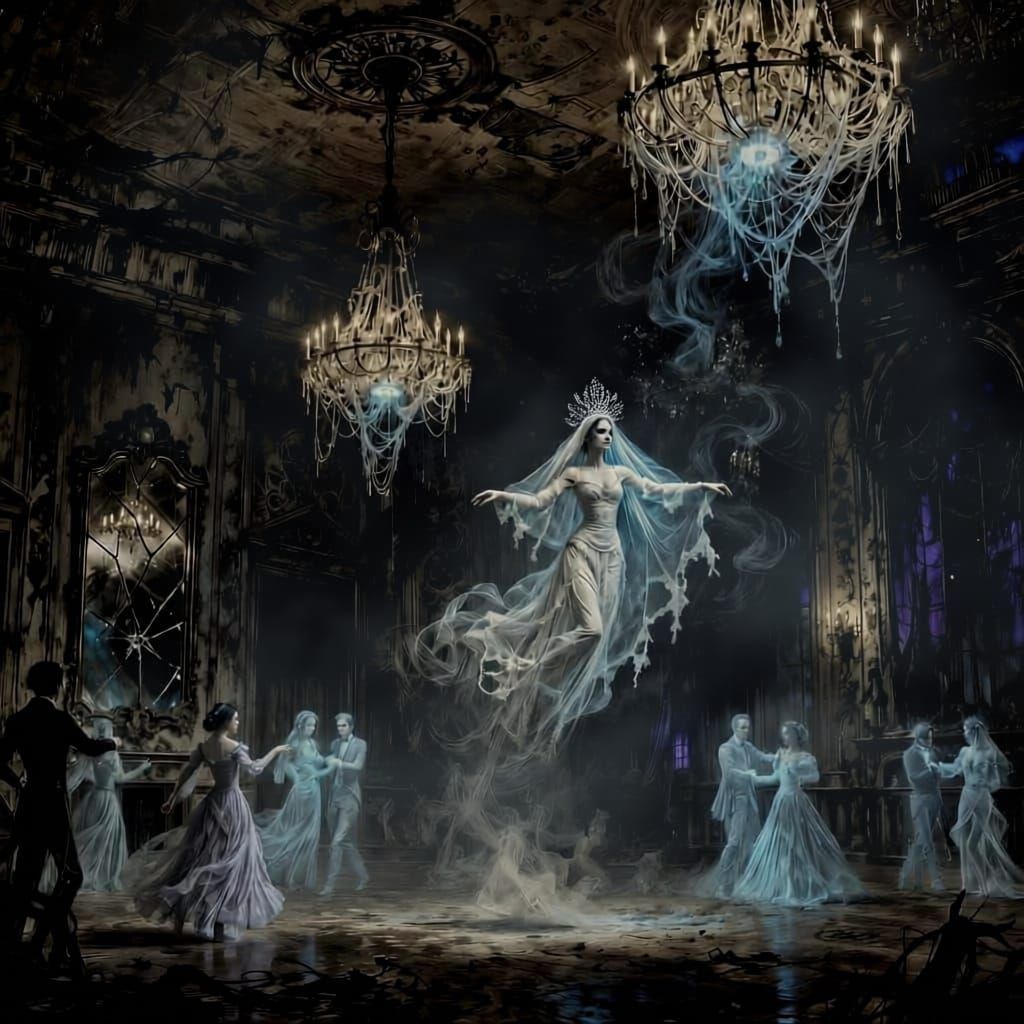 Ghostly Waltz in Decaying Ballroom